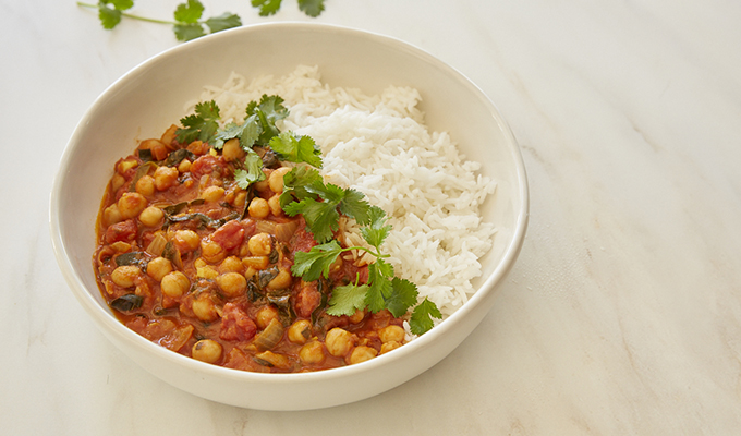 Organic Chickpea Coconut Curry with Kale
